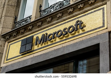 BERLIN, GERMANY - JUNE 30: the logo of the brand "Microsoft" on jun 30 2016 in Berlin, Germany, Europe