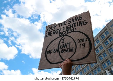 Berlin, Germany - June 6, 2020: Protest Sign Reads Intersection 