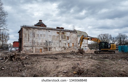 Berlin, Germany, March, 05, 2019, demolition of an old factory in the new water town in Spandau