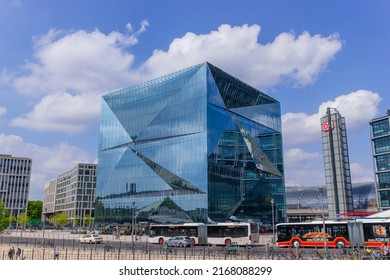 Berlin, Germany - May 05, 2022: View of the modern and architectural Cube Berlin office building at Berlin Central Station