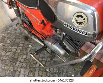 Berlin, Germany - May 11, 2017: Zuendapp Motorcycle. Zündapp Was A Major German Motorcycle Manufacturer Founded In 1917. The Company Collapsed In 1984