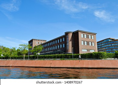 Berlin, Germany - May, 12, 2019. Vew From Touristic Boat On Anna Frank Grundschule. Moabit. Hansa.