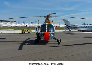 BERLIN, GERMANY - MAY 21, 2014: Research Helicopter German Aerospace Center (DLR) - Eurocopter BO 105. Exhibition ILA Berlin Air Show 2014 