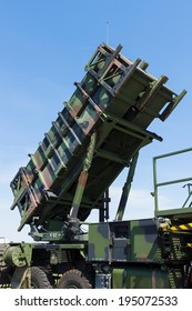 BERLIN, GERMANY - MAY 21, 2014: The MIM-104 Patriot is a surface-to-air missile (SAM) system. German Air Force. Exhibition ILA Berlin Air Show 2014