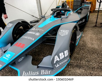 Berlin, Germany - May 25, 2019: Julius Baer Saudi Arabia Race Car Participating In The ABB FIA Formula E Street Racing Championship, A Class Of Auto Racing, Using Only Electric-powered Cars