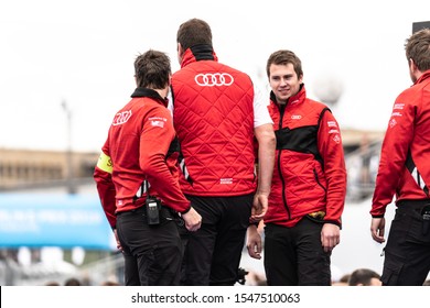 Berlin, Germany - May 25, 2019: Audi Racing Team Members During The ABB FIA Formula E Championship, A Class Of Auto Racing, Using Only Electric-powered Cars