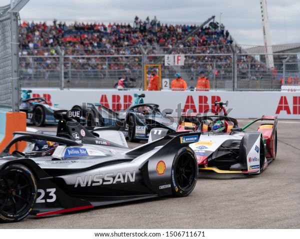 Berlin,
Germany - May 25, 2019: FIA Formula E E-prix racing car
championship. The FIA Formula E Championship is a class of auto
racing, using only fully electric-powered
cars