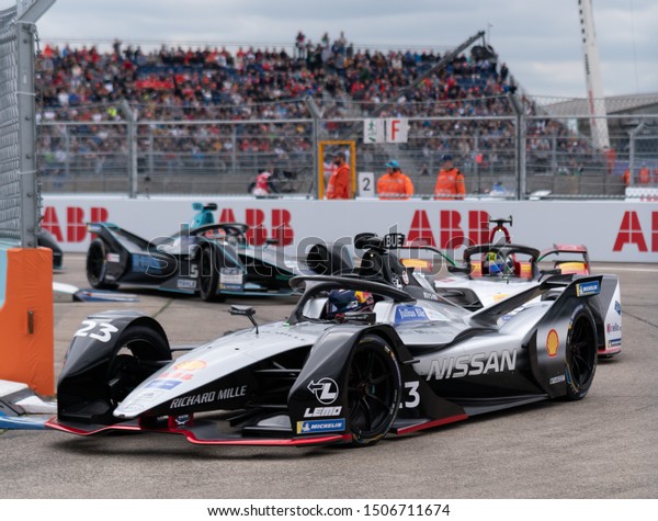 Berlin,
Germany - May 25, 2019: FIA Formula E E-prix racing car
championship. The FIA Formula E Championship is a class of auto
racing, using only fully electric-powered
cars