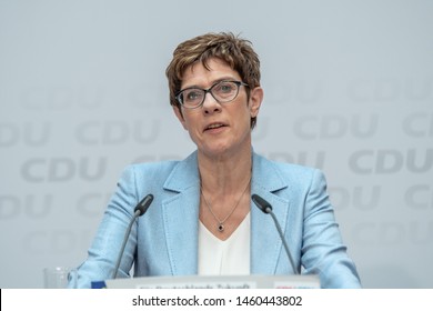 Berlin, Germany - May 26th 2019: Annegret Kramp-Karrenbauer speaking on the evening of the EU election at the CDU headquarters in Berlin.