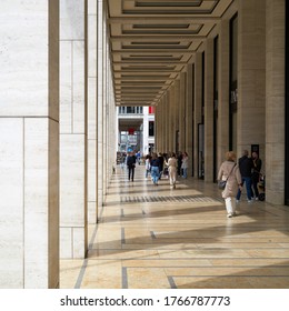 BERLIN, GERMANY – MAY 30, 2020: Pedestrians During A Window Shopping In The Friedrichstraße In Berlin                              