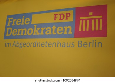 Berlin, Germany - May 5, 2018: Symbol Of The Political Party Freie Demokratische Partei, FDP. The Free Democratic Party Is A Liberal And Classical Liberal Political Party