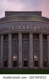 BERLIN, GERMANY - NOVEMBER 13, 2017: The Volksbühne ('People's Theatre') Photographed From Rosa-Luxemburg-Platz.  A Key Landmark In East Berlin.
