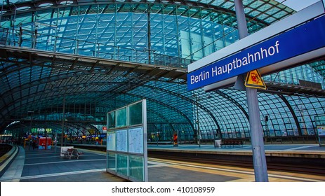 Berlin, Germany - November 16, 2015: The Main Railway Station In Berlin At Day