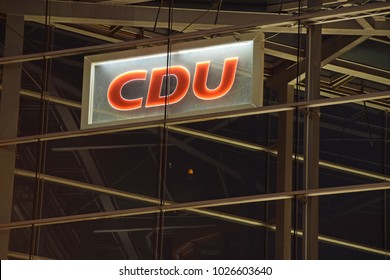 Berlin, Germany - November 30, 2017: Logo Of The Christian Democratic Union At Its Federal Office