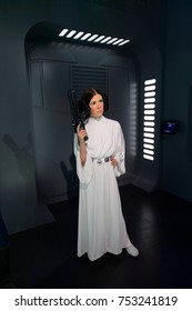 BERLIN, GERMANY - OCT 1, 2017: Princess Leia Organa, Affilation Imperial Senate, Rebel Alliance, Star Wars Area, Madame Tussauds  Berlin Wax Museum.