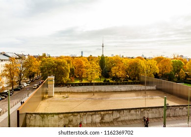 Berlin, Berlin / Germany - October 26 2016: Aerial Panoramic View Of Berlin Wall Memorial From Observation Tower