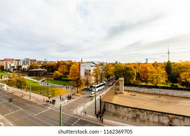 Berlin, Berlin / Germany - October 26 2016: Aerial Panoramic View Of Berlin Wall Memorial From Observation Tower