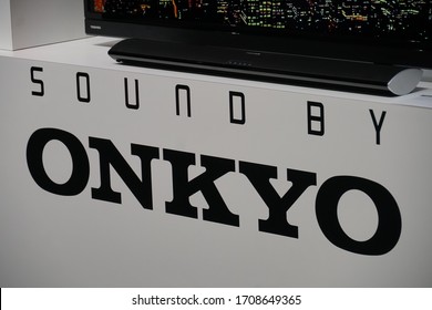 Berlin, Germany - September 10, 2019: Sign Of Onkyo Corporation, Japanese Consumer Electronics Manufacturer Specializing In Premium Home Cinema And Audio Equipment, Including AV Receivers