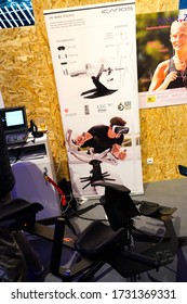 Berlin, Germany - September 10, 2019: Exhibition Stand Of Icaros, German Company Combining Fitness And Virtual Reality