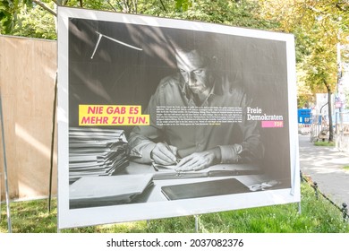 Berlin, Germany - September 2, 2021: Election Campaign Poster Of The Free Democratic Party (FDP)