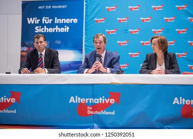 Berlin, Germany - September 8th 2017: Nigel Farage came to Berlin to speak with the AfD Party of Germany right before the national elections. Here you see photos of him at the conference.