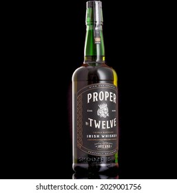 Berlin - JAN 15, 2020: Proper No. Twelve  Irish whisky  on store shelf in Berlin. Proper No. Twelve is an Irish whisky brand founded by mixed martial arts champion Conor McGregor