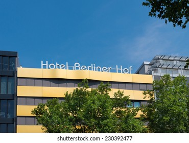 BERLIN - JULY 29, 2014: Exterior of hotel berliner hof. Located near the Kaiser Wilhelm Memorial Church, it is a perfect place for tourists
