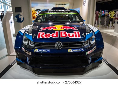 BERLIN - MAY 02, 2015: Showroom. Sports Car Volkswagen Polo R WRC. Produced Since 2015.