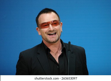 BERLIN, MAY 14, 2007: Bono (born Paul David Hewson), singer of the Band "U2" smiles into the camera at a meeting with politicians of the Social Democratic Party (SPD) in Berlin.
