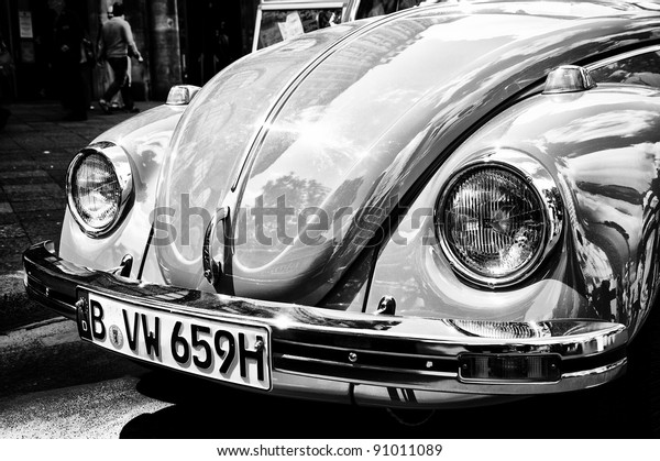 BERLIN - MAY 28: Car Volkswagen\
Beetle (Black and White), the exhibition \