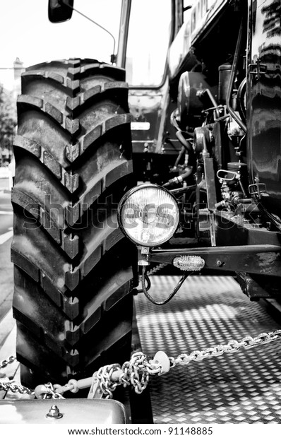 BERLIN - MAY 28: A fragment of a\
tractor Dutra D4K, the exhibition \