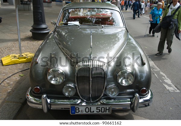 BERLIN - MAY 28: Sports Car Jaguar XK 140\
DHC, the exhibition \