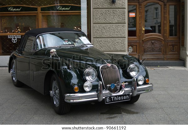 BERLIN - MAY 28: Sports Car Jaguar XK 140\
DHC, the exhibition \