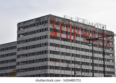 BERLIN, OCT 2/2018: View Of An Abandoned DDR Building In Berlin East