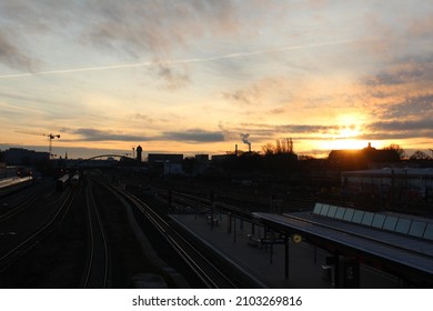 Berlin Sunrise Railroad City Skyline 