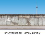 Berlin Wall with TV Tower and rendered Graffiti on wall background