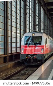 Berlin/Germany- July 30, 2019
View Of Locomotive Siemens EU44-005.  ICC Train 