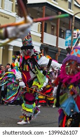 Bermuda Gombey's Dancing Get Harbour Night On Front Street Of Hamilton City      