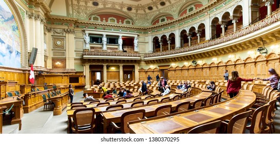 Bern, Switzerland - December 22, 2016: Hall Of The National Council Of The Swiss Confederation