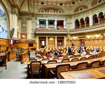 Bern, Switzerland - December 22, 2016: Hall Of The National Council Of The Swiss Confederation