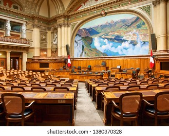 Bern, Switzerland - December 22, 2016: Hall Of The National Council Of The Swiss Confederation