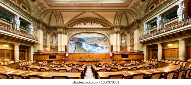 Bern, Switzerland - December 22, 2016: Hall Of The National Council Of The Swiss Confederation