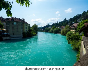 Bern, Switzerland / July 2, 2019 : A View of the Aare with Old City in Bern, Switzerland. - Shutterstock ID 1564789540