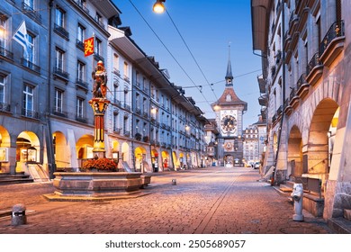 Bern, Switzerland with the Zytglogge clock tower at blue hour. - Powered by Shutterstock