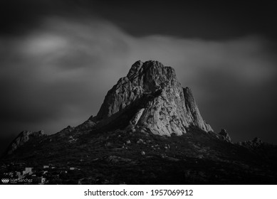 Bernal Mexico Rock Monolith In Black And White