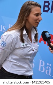 BERNE / SWITZERLAND - MAY 16 2019: Swiss race car driver Simona de Silvestro (test driver for VENTURI) during the Swiss E-Prix launch event on May 16, 2019 in Berne, Switzerland.