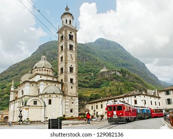 Bernina Express On The Tirano Street.