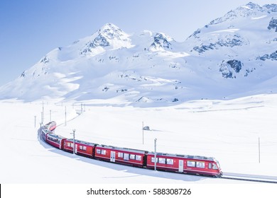 Bernina Express in Winter, Swiss, Europe - Shutterstock ID 588308726