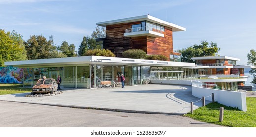 BERNRIED, BAVARIA / GERMANY - September 20, 2019: Panorama of the "Museum of Phantasy". It was founded by Lothar-Günther Buchheim (opening in 2001) and designed by the architect Günter Behnisch.