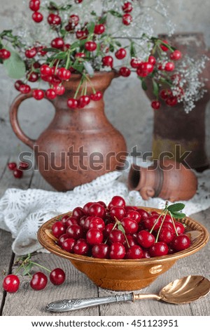 Similar – Ripe red currant berries in a bowl